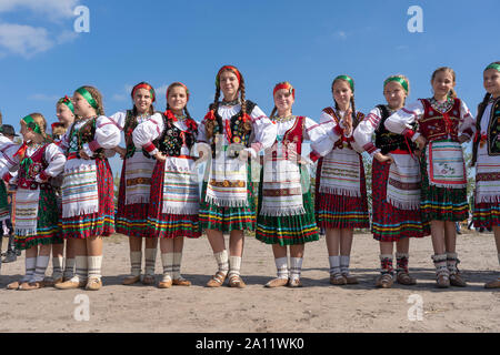 Slavuta, Ukraine - september 22, 2019 : Ukrainian girl in national costumes take part in the Ethno-eco festival Kolodar in city Slavuta, Ukraine Stock Photo