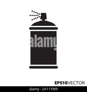 Spray paint can glyph icon. Symbol of graffiti painting and varnishing. Home improvement equipment flat vector illustration. Stock Vector