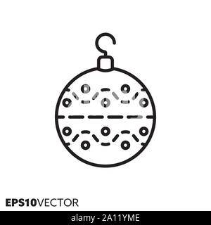 Christmas tree bauble line icon. Outline symbol of holidays and festive decoration. Seasonal ornament flat vector illustration. Stock Vector