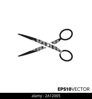 Scissors glyph icon. Symbol of hairdressing and tailoring. Office tool flat vector illustration. Stock Vector