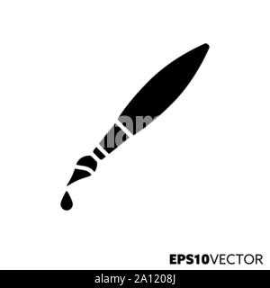 Art paint brush glyph icon. Symbol of creativity and painting. Artist’s tool flat vector illustration. Stock Vector