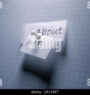 Close up of an About Me tag on paper Stock Photo