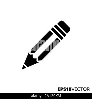 Pencil glyph icon. Symbol of writing instruments and education. Business flat vector illustration. Stock Vector