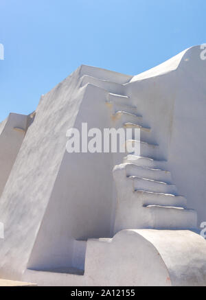 Sifnos island, Greece, detail of traditional architecture in the Greek Orthodox church of Agios Charalampos, in Artemonas village. Stock Photo