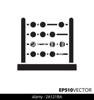 Abacus glyph icon. Solid symbol of matehmatics and accounting. Educational toy flat vector illustration. Stock Vector