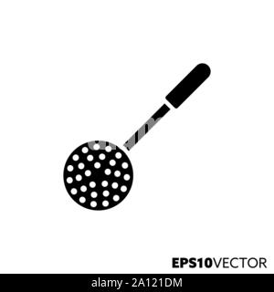 Ladle glyph icon. Symbol of cooking utensils. Cooking related flat vector illustration. Stock Vector
