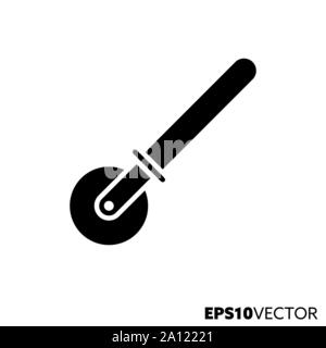 Pizza slicer glyph icon. Symbol of cooking utensils. Pizza wheel flat vector illustration. Stock Vector
