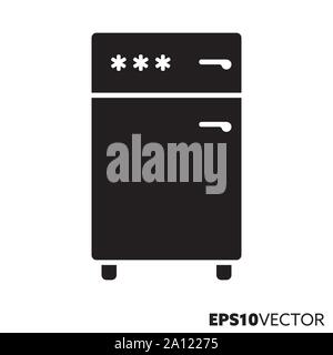 Refrigerator glyph icon. Symbol of kitchen appliances. Fridge flat vector illustration. Stock Vector