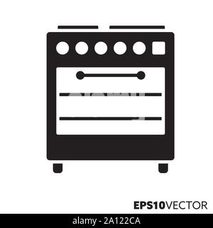 Kitchen range glyph icon. Symbol of kitchen appliances. Oven and stovetop flat vector illustration. Stock Vector