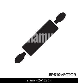 Rolling pin glyph icon. Symbol of kitchen utensil. Cooking and baking related flat vector illustration. Stock Vector