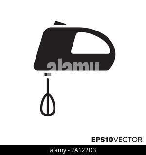 Mixer glyph icon. Symbol of kitchen appliance. Cooking and baking related flat vector illustration. Stock Vector