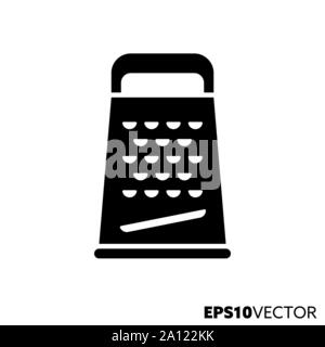 Grater glyph icon. Symbol of kitchen utensil. Food related flat vector illustration. Stock Vector