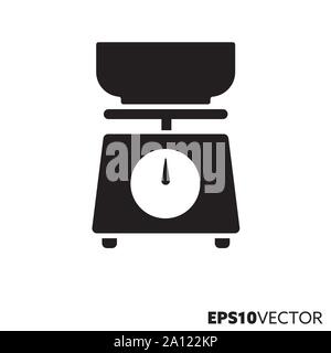 Kitchen scales glyph icon. Symbol of cooking utensils and appliances. Food related flat vector illustration. Stock Vector