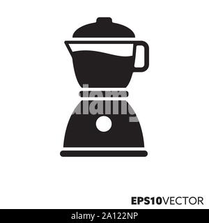 Blender or mixer glyph icon. Symbol of kitchen appliance. Food and drink related flat vector illustration. Stock Vector