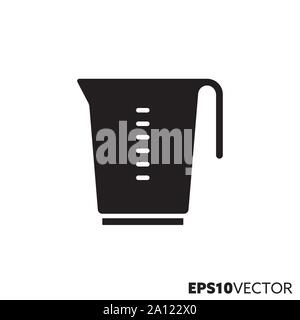 Measuring cup glyph icon. Symbol of kitchen utensils. Food and cooking related flat vector illustration. Stock Vector