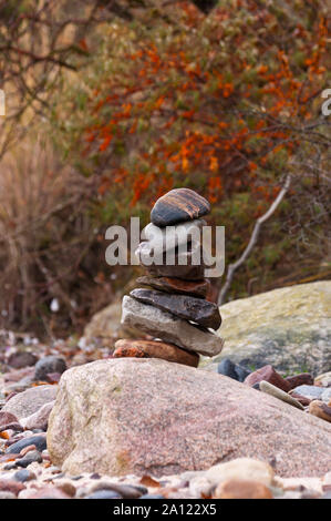 Pile of stones on beach Stock Photo