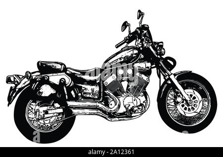 sketch illustration of vintage motorcycle - vector Stock Vector
