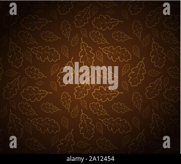Oak leafs texture outline drawing - autumn background Stock Vector