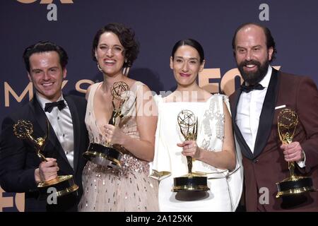 Los Angeles, CA. 22nd Sep, 2019. Andrew Scott, Phoebe Waller-Bridge, Sian Clifford, Brett Gelman in the press room for 71st Primetime Emmy Awards - Press Room, Microsoft Theater, Los Angeles, CA September 22, 2019. Credit: Priscilla Grant/Everett Collection/Alamy Live News Stock Photo