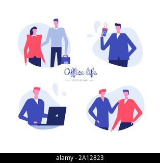 Office life - flat design style vector characters set Stock Vector