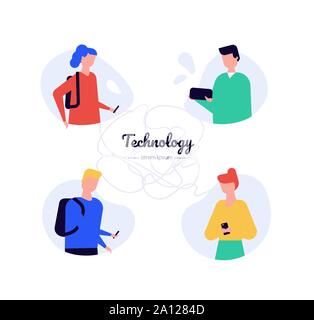 Technology - flat design style vector characters set Stock Vector