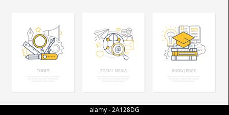 Designers tools - line design style icons set Stock Vector
