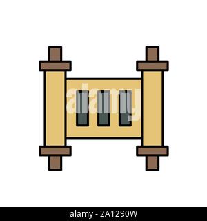 Historical or religion scroll thin line icon isolated on white. Stock Vector