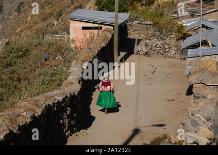 Rural scene in Huayllapa village on the Cordillera Huayhuash circuit, Ancash, Peru Stock Photo
