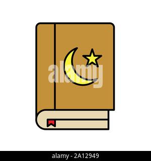 Muslim quran thin line icon isolated on white. Islamic religion symbol. Vector Illustration Stock Vector