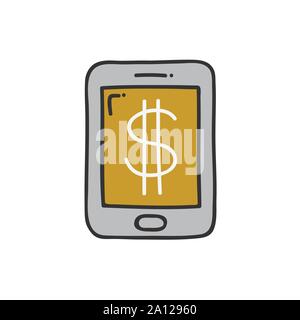 Mobile payment thin line icon isolated on white. Vector illustration Stock Vector