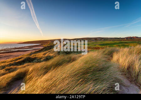 Sand dunes at Big Sand Beach at Gairloch in the Scottish Highlands and on the North Coast 500 touriist scenic route Stock Photo