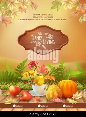 Happy Thanksgiving Flyer Stock Vector