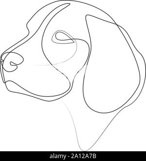 Continuous line Beagle. Single line minimal style dog vector illustration Stock Vector