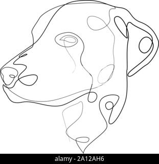Continuous line Dalmatian. Single line minimal style dog vector illustration Stock Vector