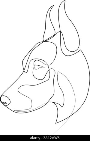 Continuous line Doberman Pinscher. Single line minimal style Doberman dog vector illustration Stock Vector