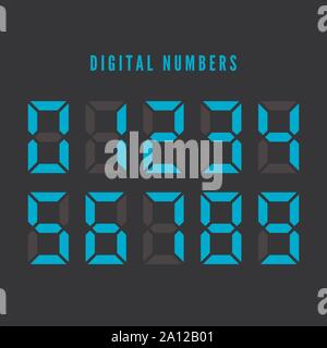 Color digital numbers set. Digital number font text. Vector illustration isolated on white background Stock Vector