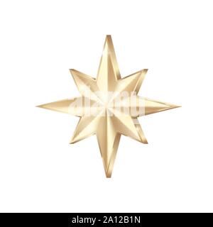 Golden star scatter glitters. Shiny gold star with sparkles. Vector illustration isolated on white Stock Vector