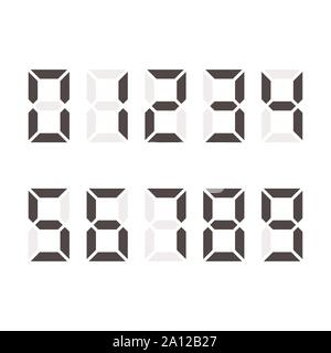 Digital numbers set. Digital number font text. Vector illustration isolated on white background Stock Vector