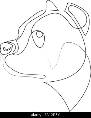 Continuous line Pit Bull. Single line minimal style Pitbull dog vector illustration Stock Vector