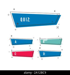 Design of quiz. Question and four answer option. Correct answer is green. Wrong answer is red. Vector illustration Stock Vector