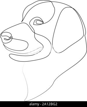 Continuous line Golden Retriever. Single line minimal style vector Labrador dog illustration Stock Vector