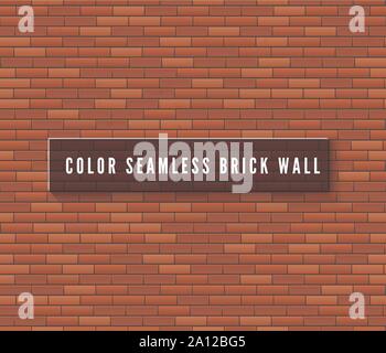 Seamless Brick Wall Surface. Old Red Brick Wall Background. Urban Wall Texture. Vector Illustration Stock Vector