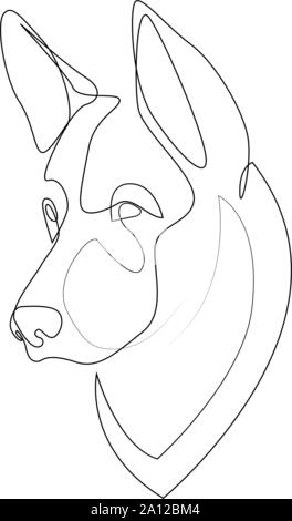 Continuous line German Shepherd. Single line minimal style Shepherd dog vector illustration Stock Vector