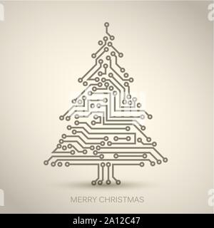 Vector christmas tree from digital electronic circuit Stock Vector