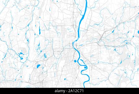 Rich detailed vector area map of Hartford, Connecticut, USA. Map template for home decor. Stock Vector