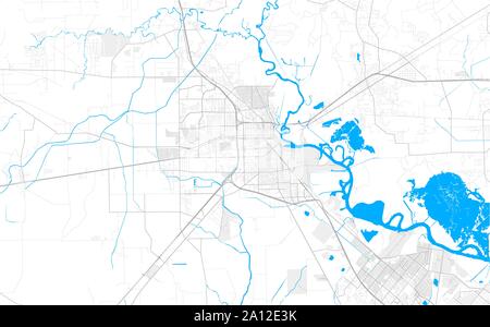 Rich detailed vector area map of Beaumont Texas USA. Map