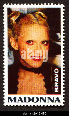 Madonna  on a vintage postage stamp by Bravo from early 1980s Stock Photo