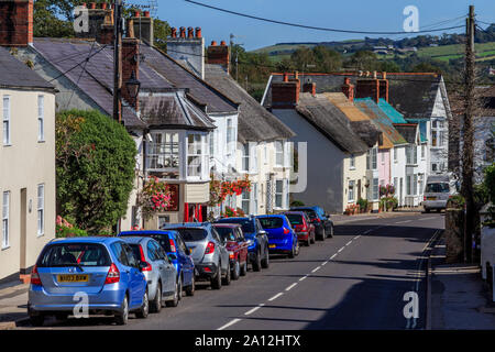 charmouth seaside resort town centre scenic high street, fossil hunting, south coast, long distance footpath,dorset, england, uk, gb Stock Photo