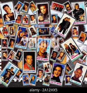 Collage with popular vintage entertainment celebrities, circa 1980's