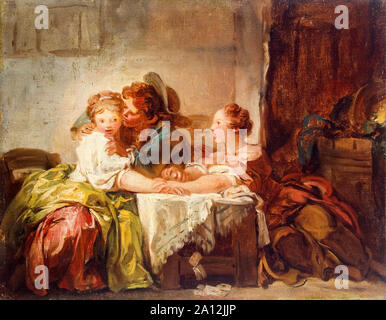 Jean-Honoré Fragonard, painting, The Captured Kiss, 1750-1759 Stock Photo